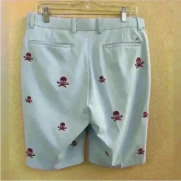 G/FORE "Killer T's" Golf Shorts Light Blue With Maroon Skulls Size 32 EUC! - Picture 7 of 11